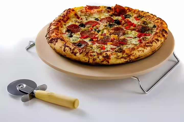Ovente Ceramic Flat 13 Inch Pizza Stone Set