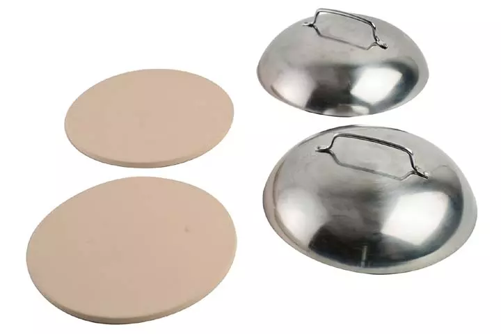 Pizzacraft Round Pizza Stones with Stainless Steel Domes