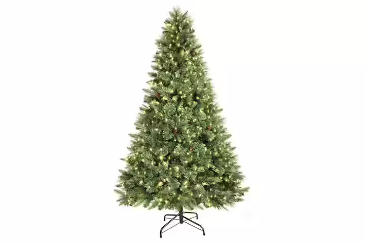 SHareconn Pre-Lit Premium Artificial Hinged Christmas Pine Tree