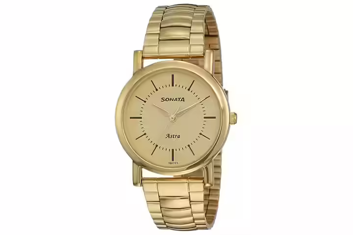 Sonata Analog Champagne Dial Men's Watch