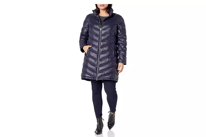 Calvin Klein Womens Chevron Quilted Packable Down Jacket