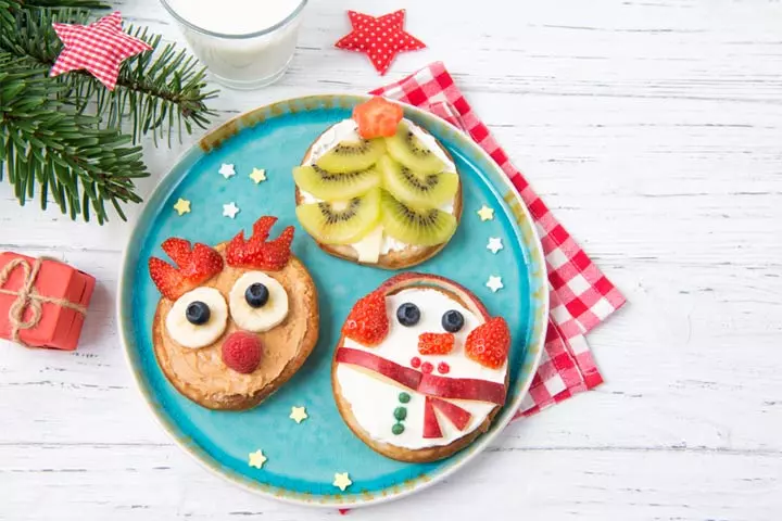 Christmas Pancakes In The Shape Of Deer, Tree And Snowman