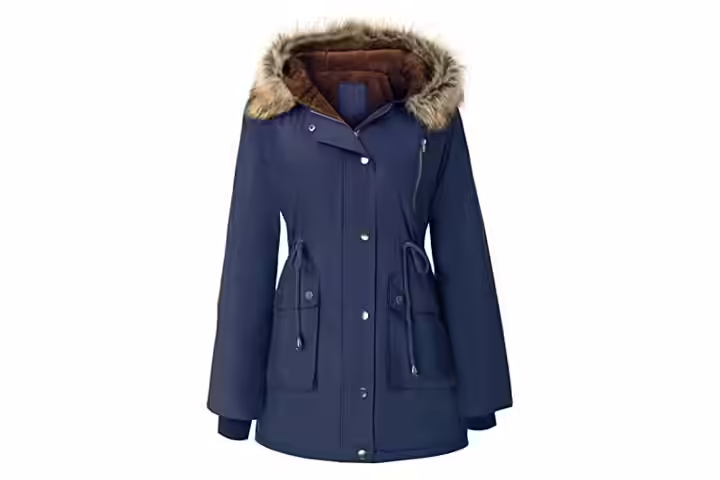 Grace Karin Womens Hooded Fleece Line Coat