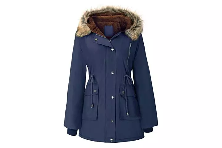 Grace Karin Womens Hooded Fleece Line Coat