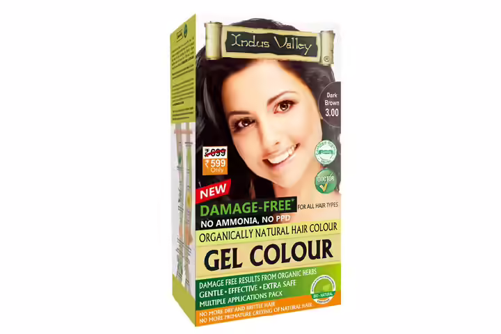 Indus Valley Damage-Free Gel Colour For Hair Dark Brown