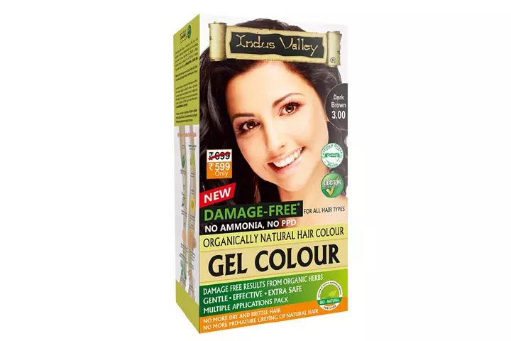 Indus Valley Damage-Free Gel Colour For Hair Dark Brown