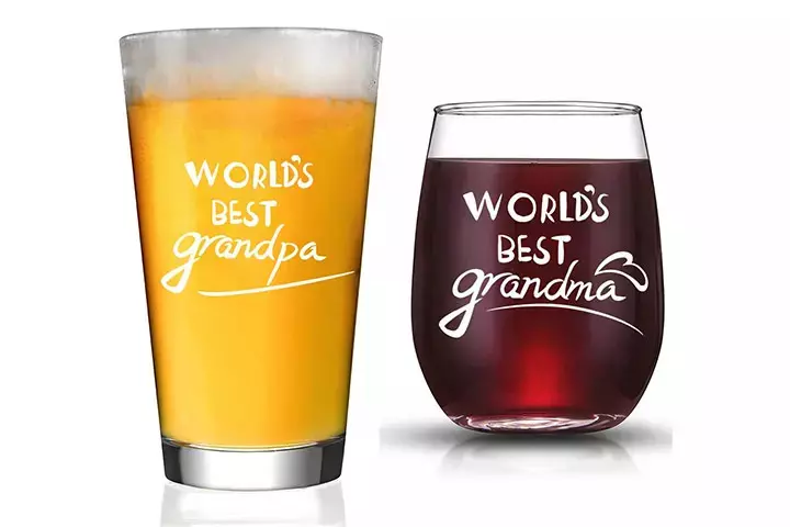 Jerio World’s Best Grandpa and Grandma Beer and Wine Glass