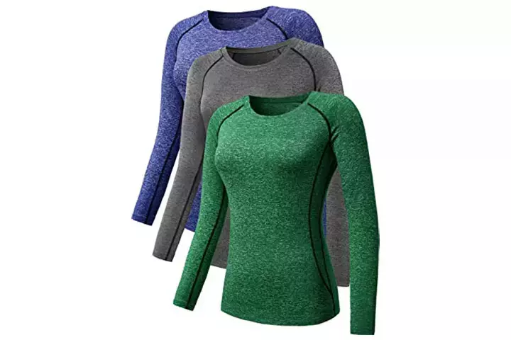 Neleus Women's Dry Fit Athletic Compression Long-Sleeve T-Shirt