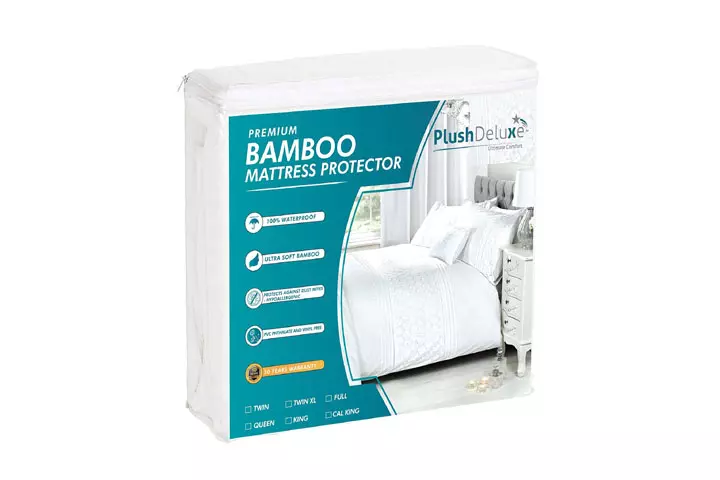 PlushDeluxe Premium Bamboo Mattress Protector