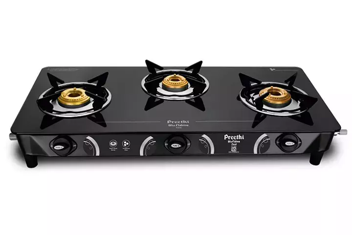 Preethi - GTS124 Zeal Glass Top 3 Burner Gas Stove