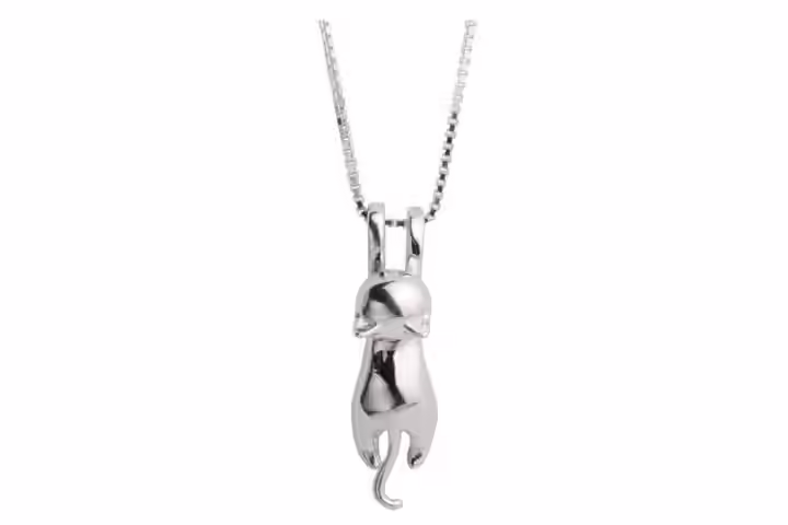 S.Leaf Sterling Silver Cat Necklace