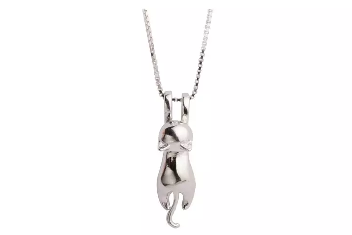 S.Leaf Sterling Silver Cat Necklace