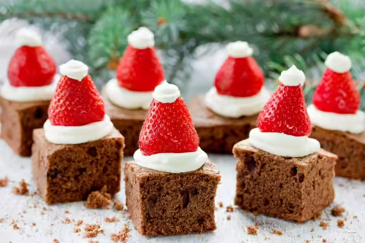 Santa Hat Brownie Bites