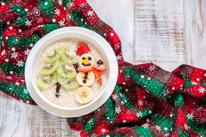 Snowman Oatmeal Breakfast