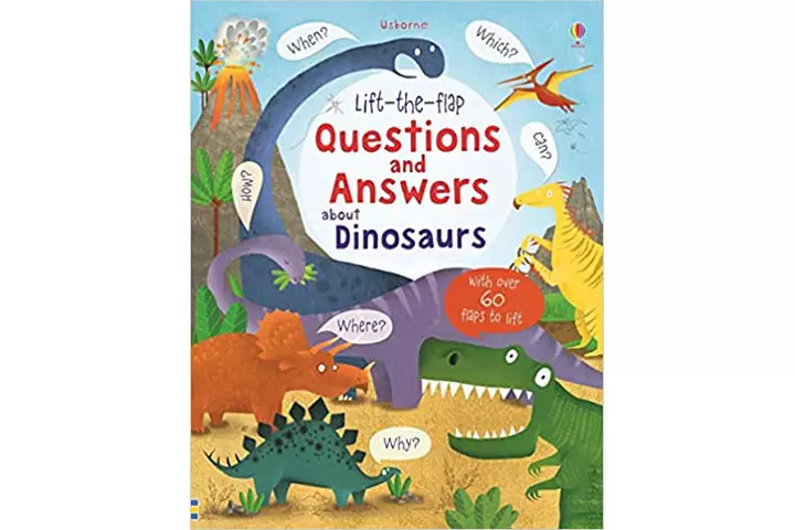 Lift-the-flap questions and answers about dinosaurs by katie daynes, 3-5 years dinosaur books for kids