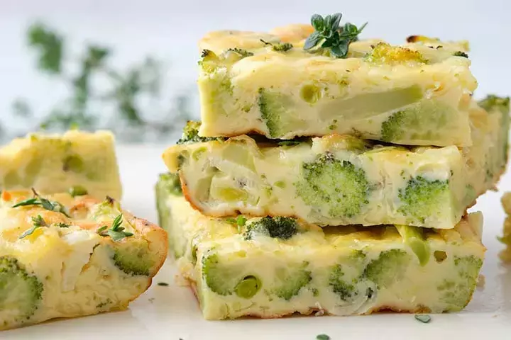 Broccoli and cheese frittata finger foods for baby