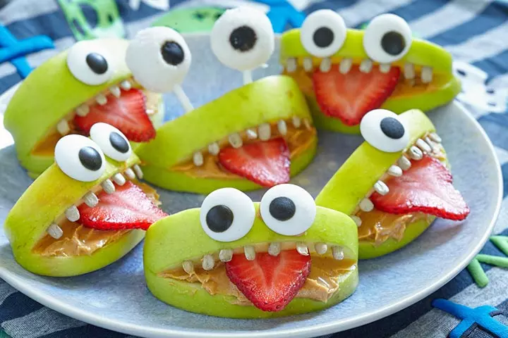 Butternut monster mouth Halloween food ideas for kids