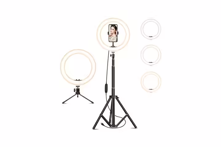 Goutoday Ring Light With Tripod Stand & Phone Holder