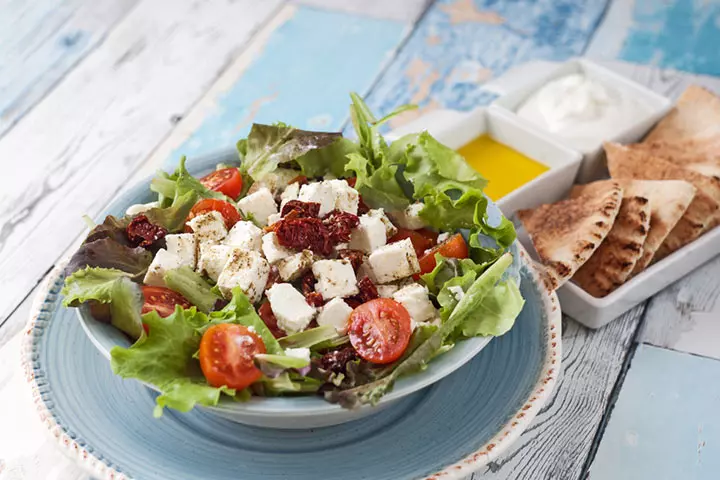 Greek salad with pita cold lunch ideas for kids