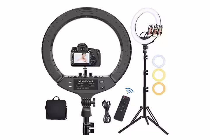 Hatynud 18 LED Ring Light with Tripod Stand Phone Holder