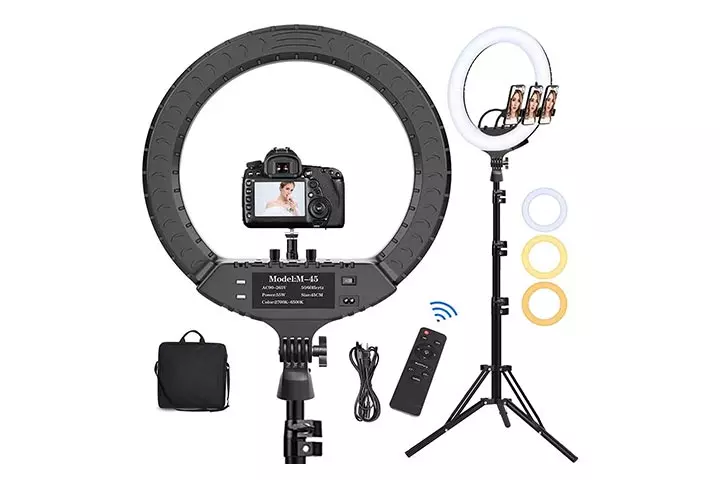 Hatynud 18 LED Ring Light with Tripod Stand Phone Holder