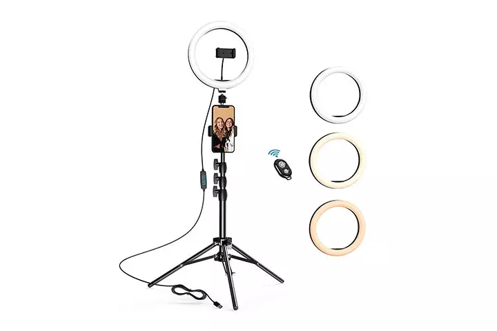 Letscom 10.2 Selfie Ring Light With Tripod Stand & Two Phone Holders