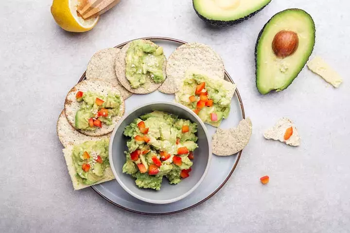 Oatcake with guacamole finger foods for baby