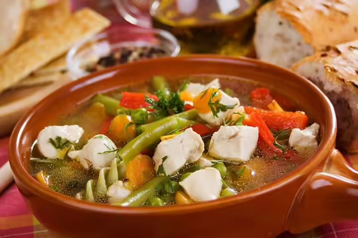 Kid-friendly spiced chicken and veggie soup recipe for dinner