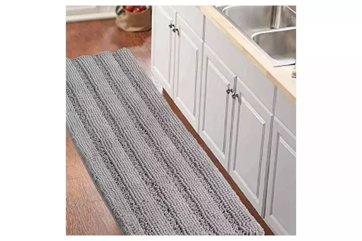 Turquoize Gray Kitchen Runner Chenille Shag Area Rug