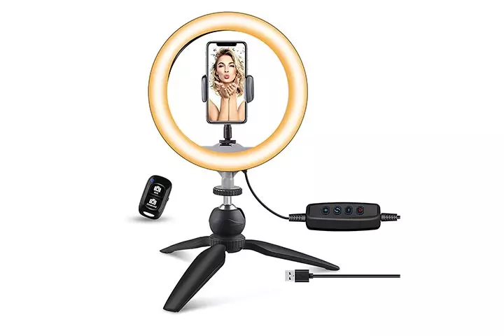 Ubeesize 10 LED Ring Light With Tripod Stand & Phone Holder