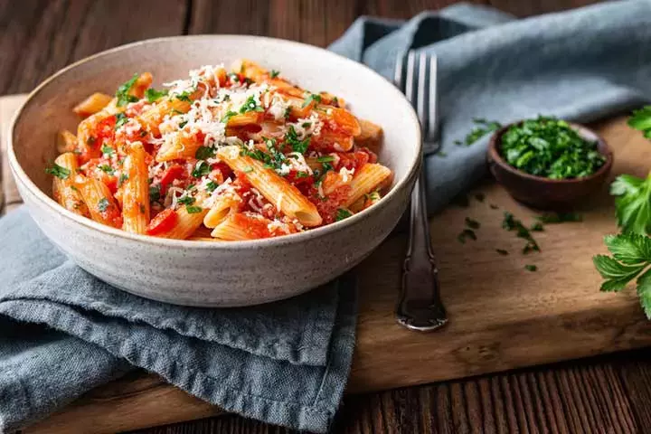 Veggie delight pasta finger foods for baby