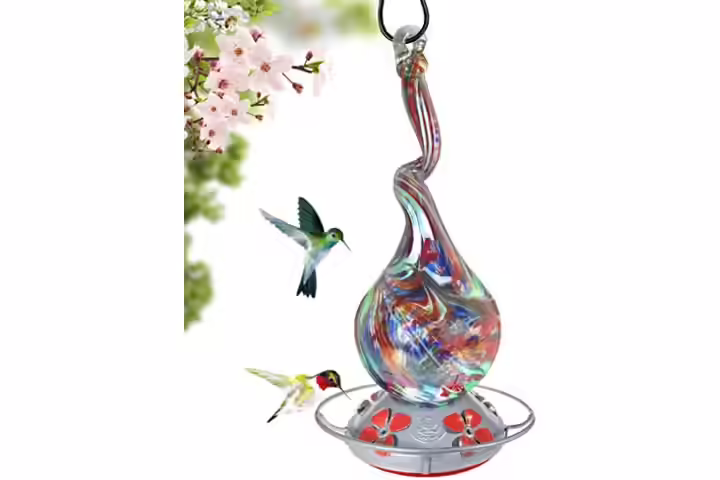 Grateful Gnome Glass Hummingbird Feeder