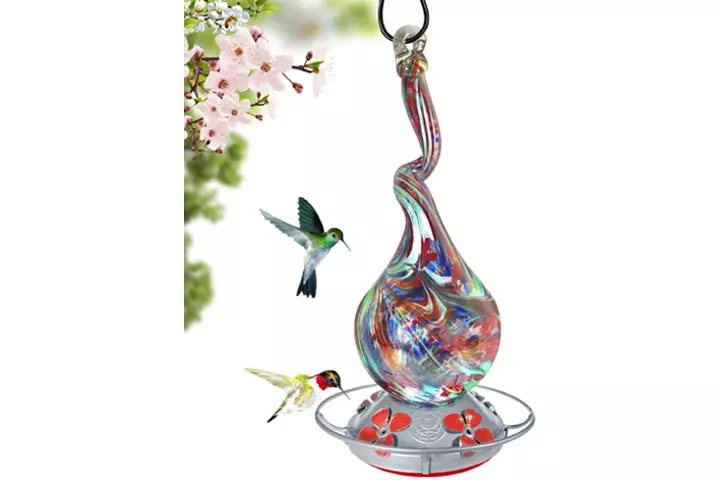 Grateful Gnome Glass Hummingbird Feeder