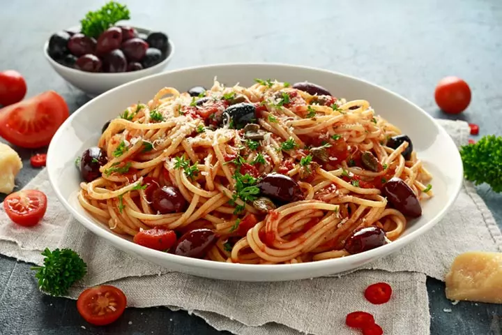 Fish and olive spaghetti fish recipe for kids