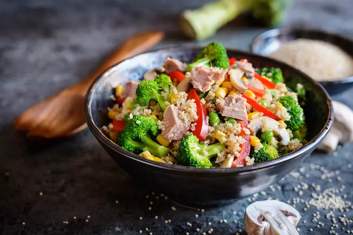 Mackerel with red pepper quinoa fish recipe for kids