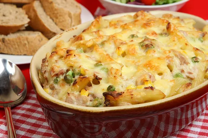 Baked pasta with tuna recipe for kids