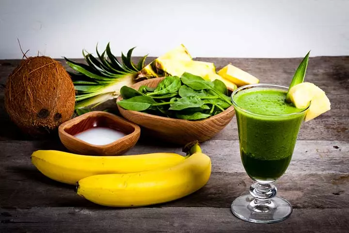 Tropical green smoothie drink, immunity boosting foods for kids