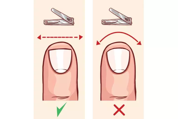 Recommended shape for fingers and toes when baby cutting nails