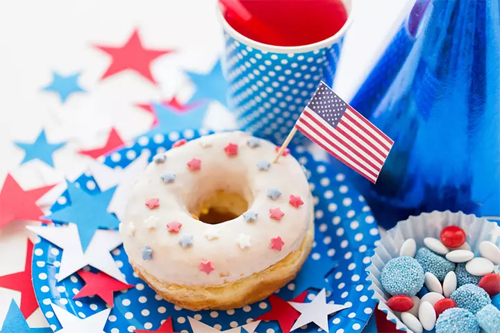 Water-Color Donuts With American Flag