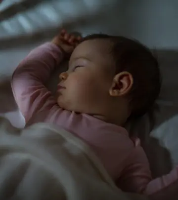 Three to six months of age is when most babies sleep throughout the night.