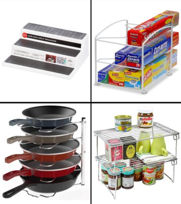 Utilize space in your kitchen cabinet in the best possible manner with these organizers.