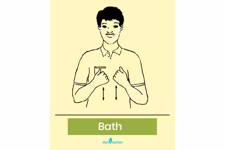 Baby sign language for a bath