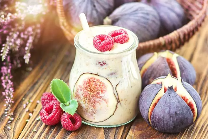 Fig, almond, and peanut butter protein shake for kids