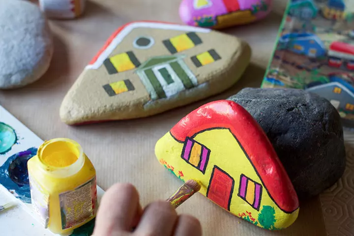 Painted rocks backyard idea for kids