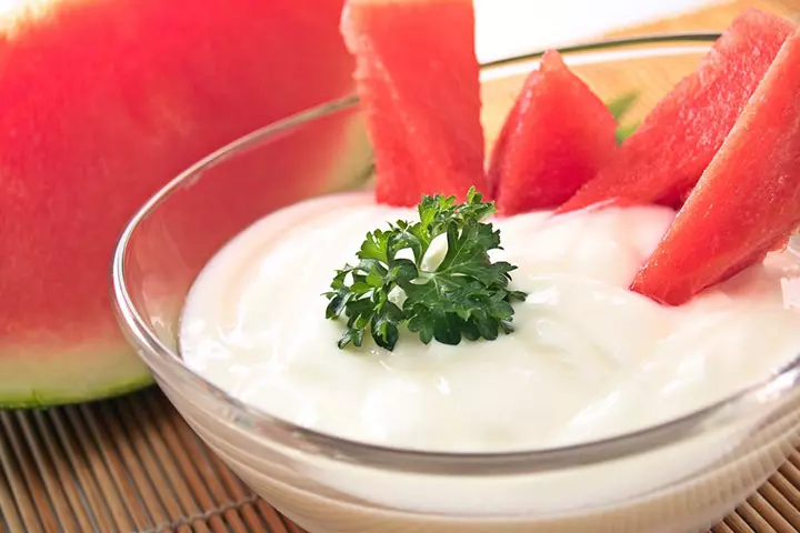 Watermelon ‘fries’ with yogurt dip