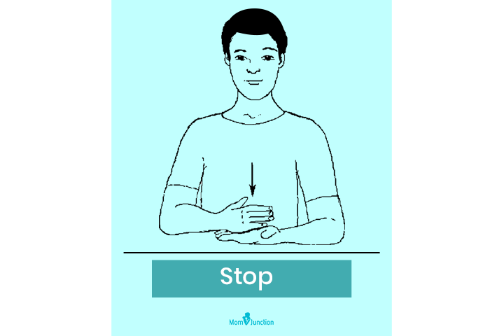 Baby sign language asking to stop