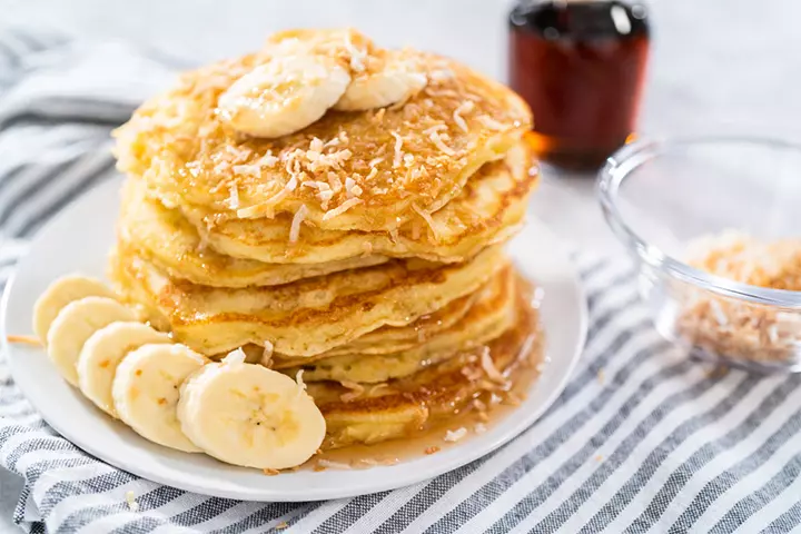 Coconut and banana pancakes for babies