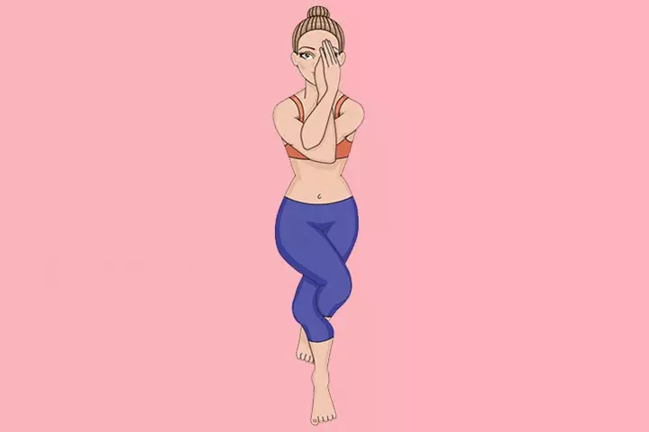 Eagle pose yoga for breastfeeding