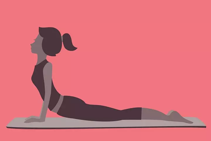 Upward facing dog pose yoga for breastfeeding