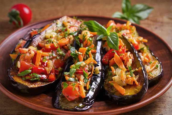 Baked aubergine boats dinner ideas for kids